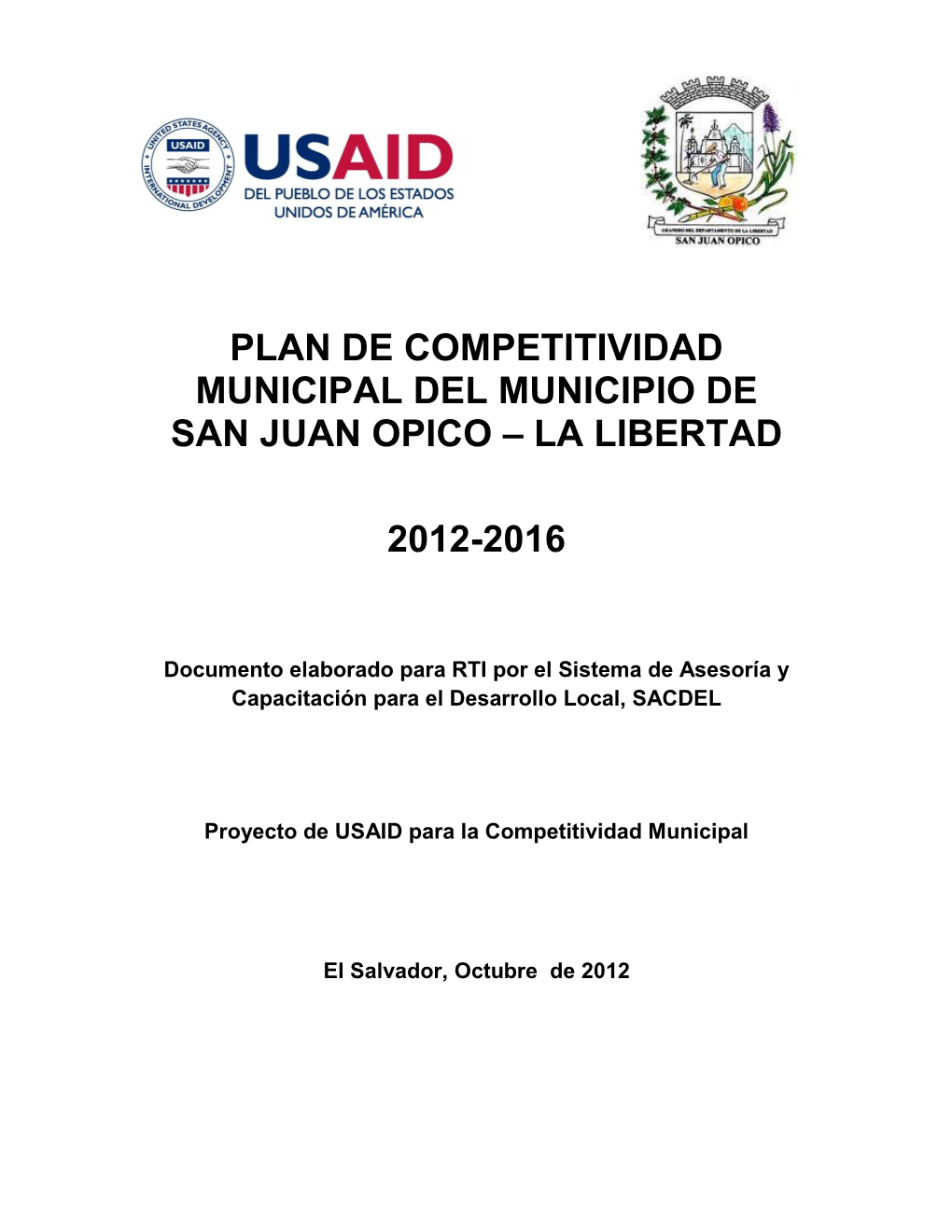 Plan De Competitividad Municipal Del Municipio De San Juan Opico – La Libertad