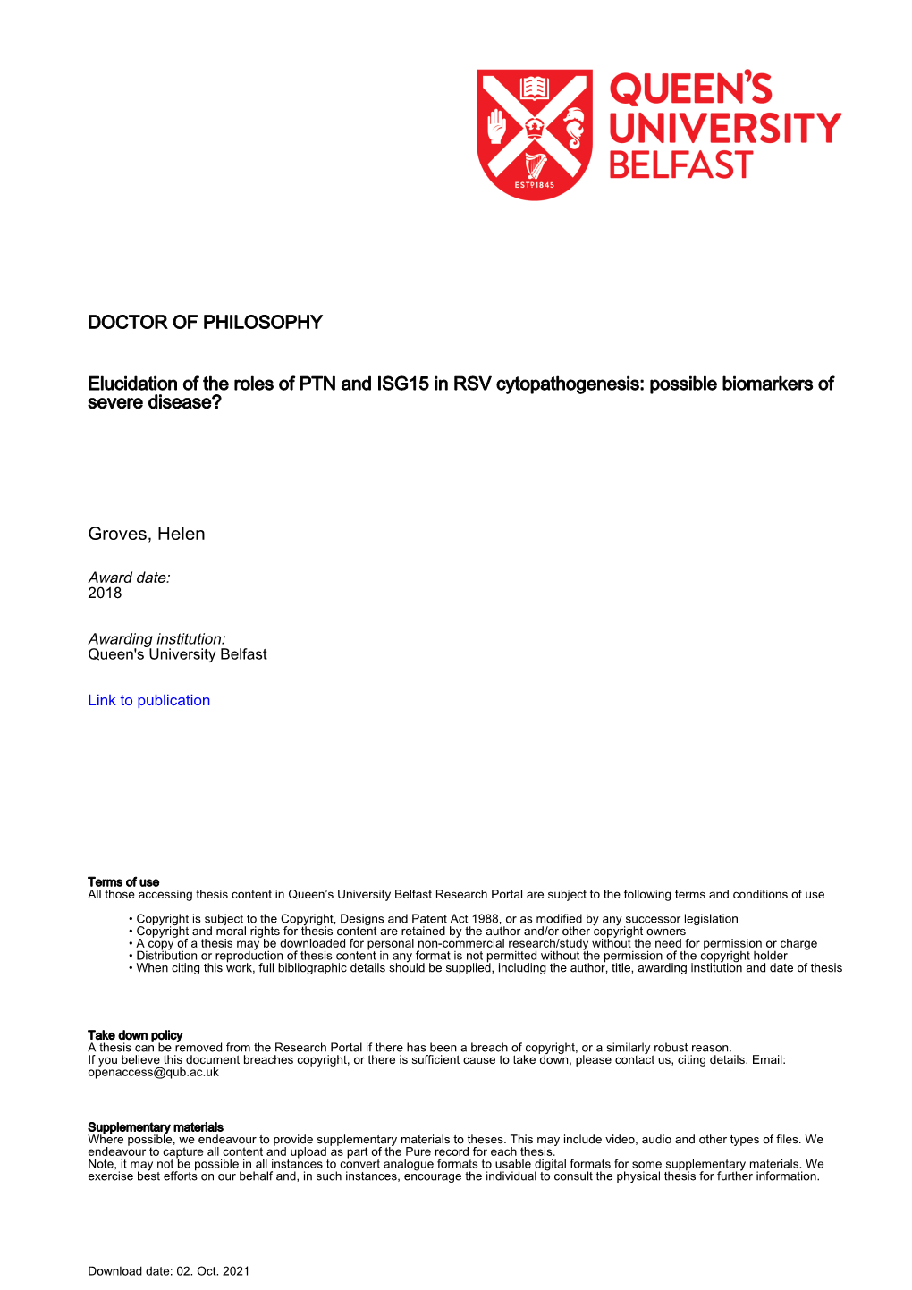 Elucidation of the Roles of PTN and ISG15 in RSV Cytopathogenesis: Possible Biomarkers of Severe Disease?