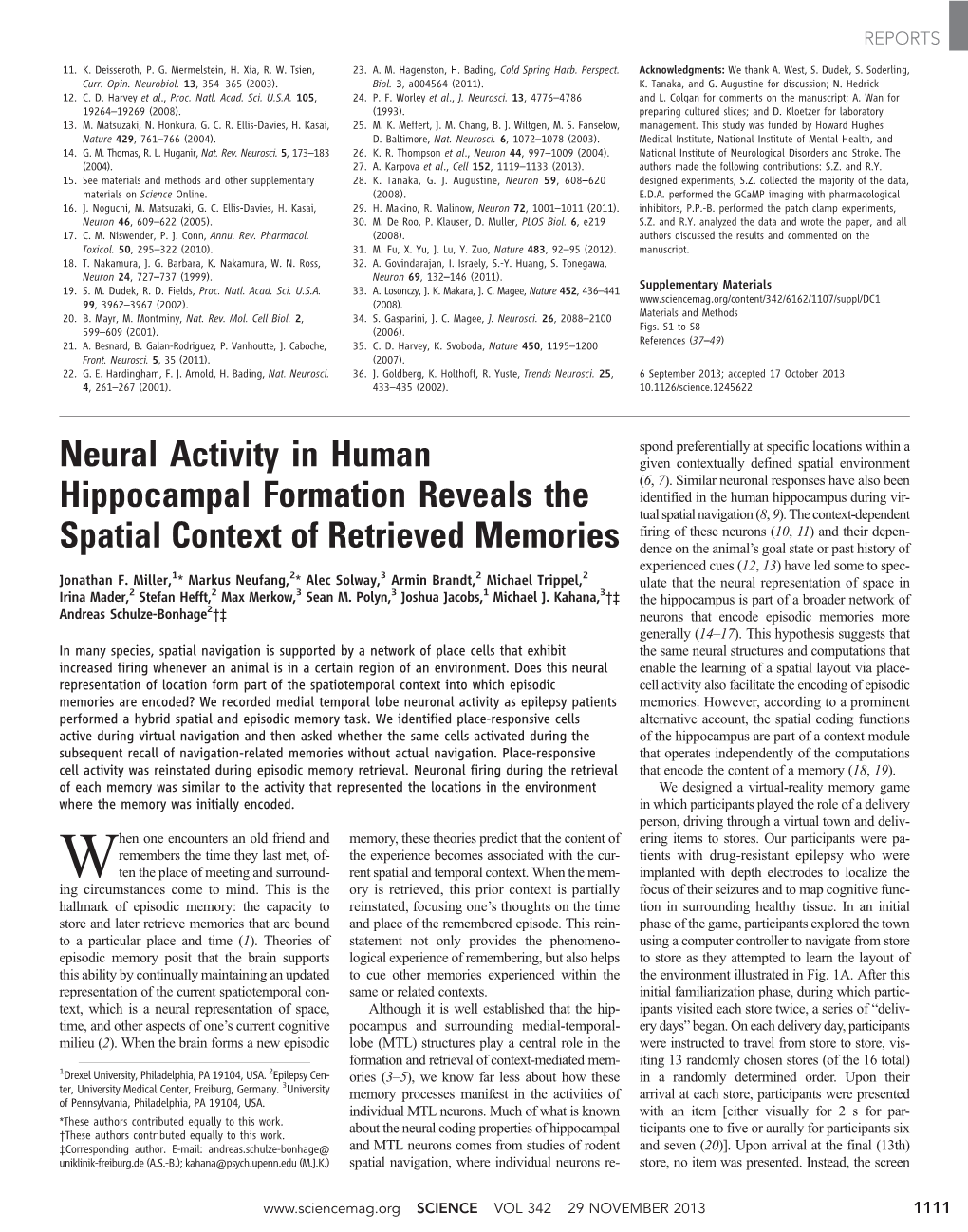 Neural Activity in Human Hippocampal Formation Reveals