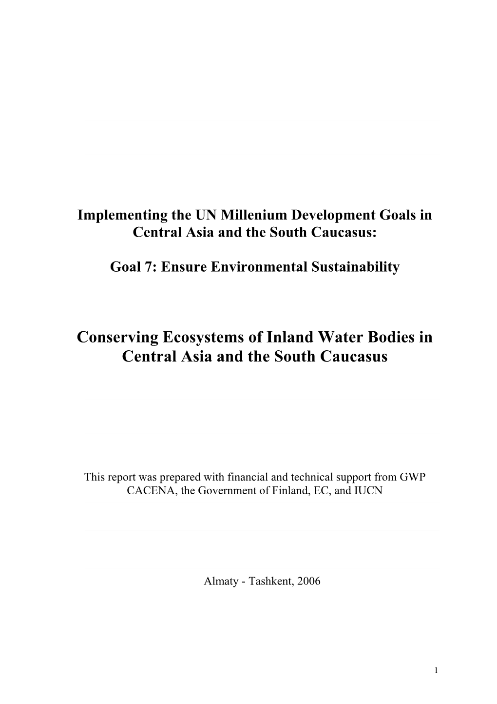 Conserving Ecosystems of Inland Water Bodies in Central Asia and the South Caucasus