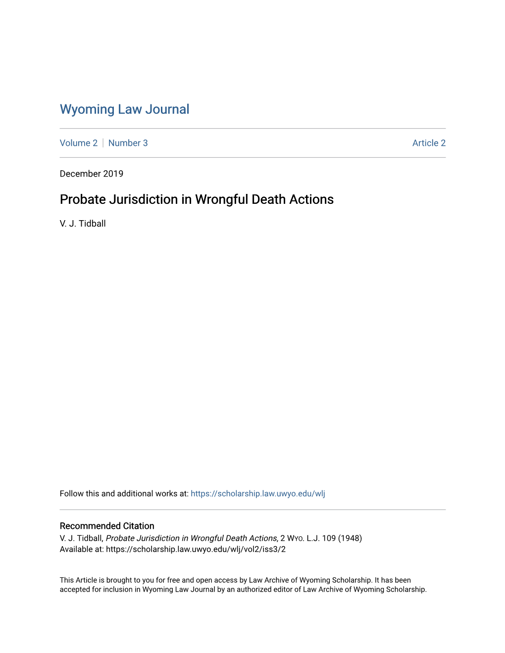 Probate Jurisdiction in Wrongful Death Actions