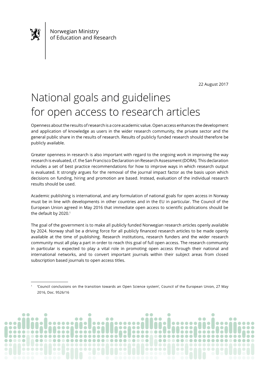 National Goals and Guidelines for Open Access to Research Articles