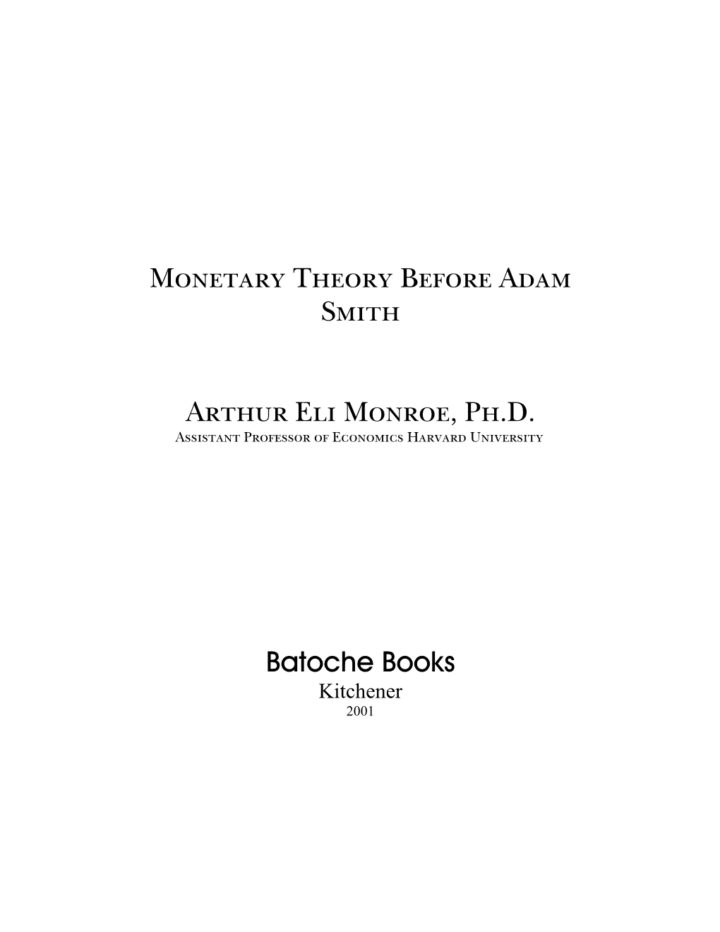 Monetary Theory Before Adam Smith, 4