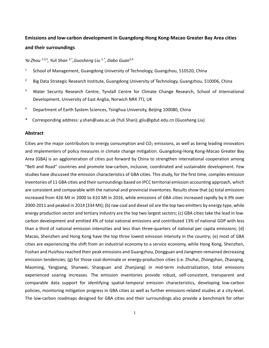 Emissions and Low-Carbon Development in Guangdong-Hong Kong-Macao Greater Bay Area Cities and Their Surroundings