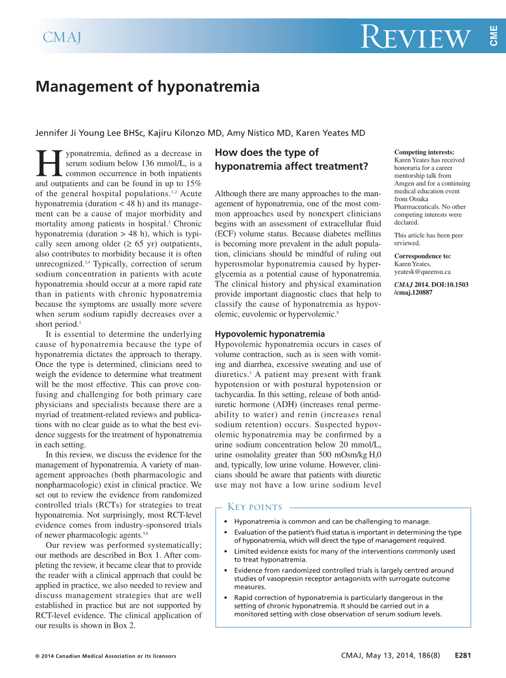 Management of Hyponatremia