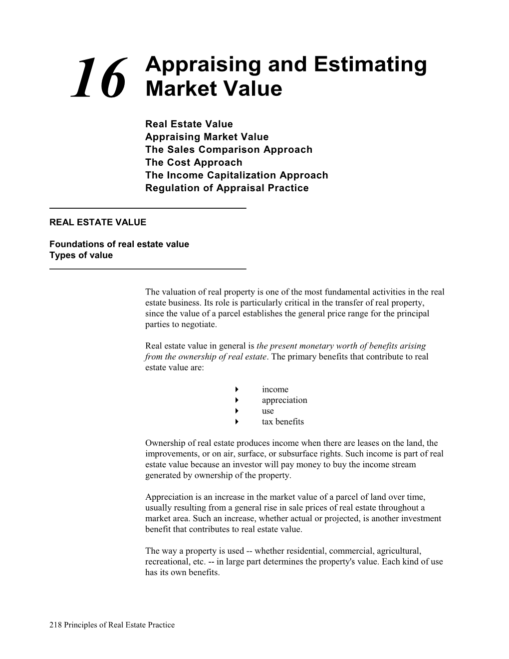 Appraising and Estimating Market Value 16