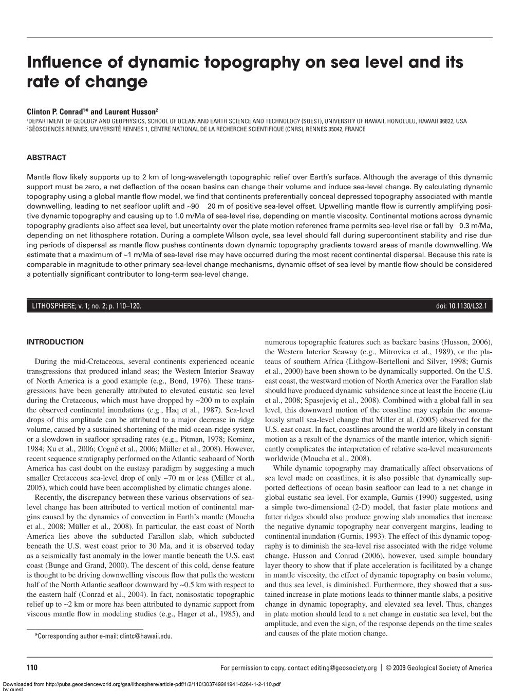 Influence of Dynamic Topography on Sea Level and Its Rate of Change