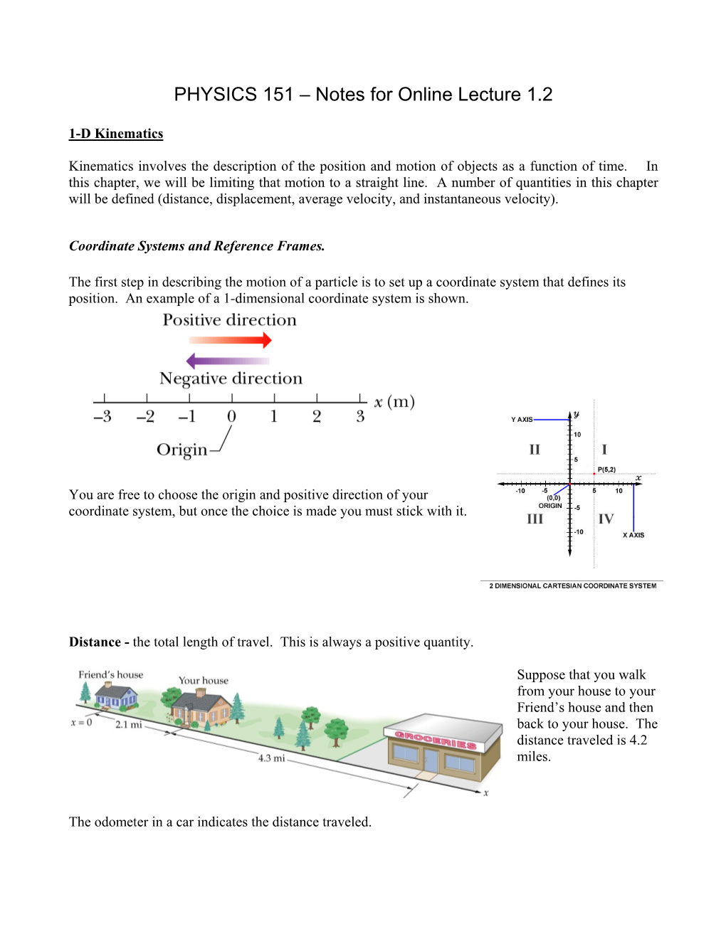 PHYSICS 151 – Notes for Online Lecture 1.2