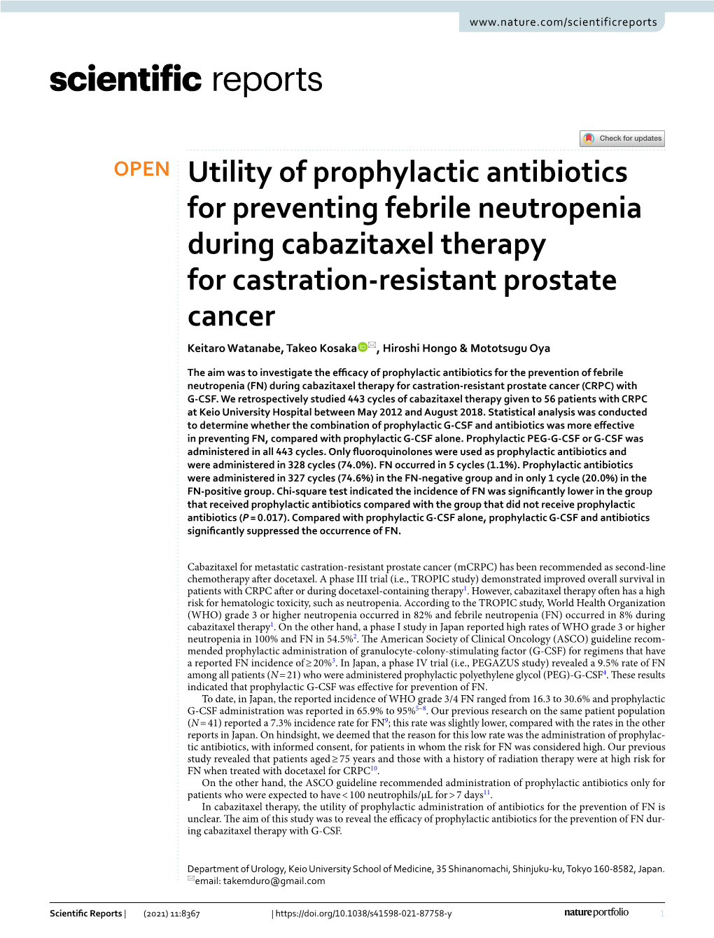 Utility of Prophylactic Antibiotics for Preventing Febrile Neutropenia