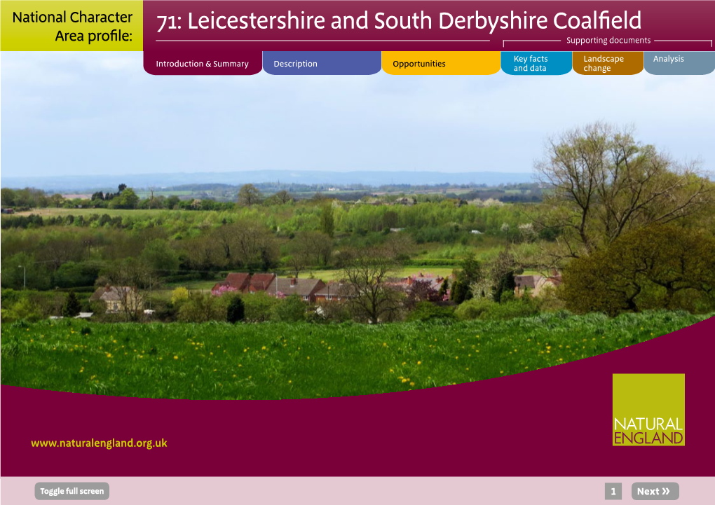 71: Leicestershire and South Derbyshire Coalfield Area Profile: Supporting Documents