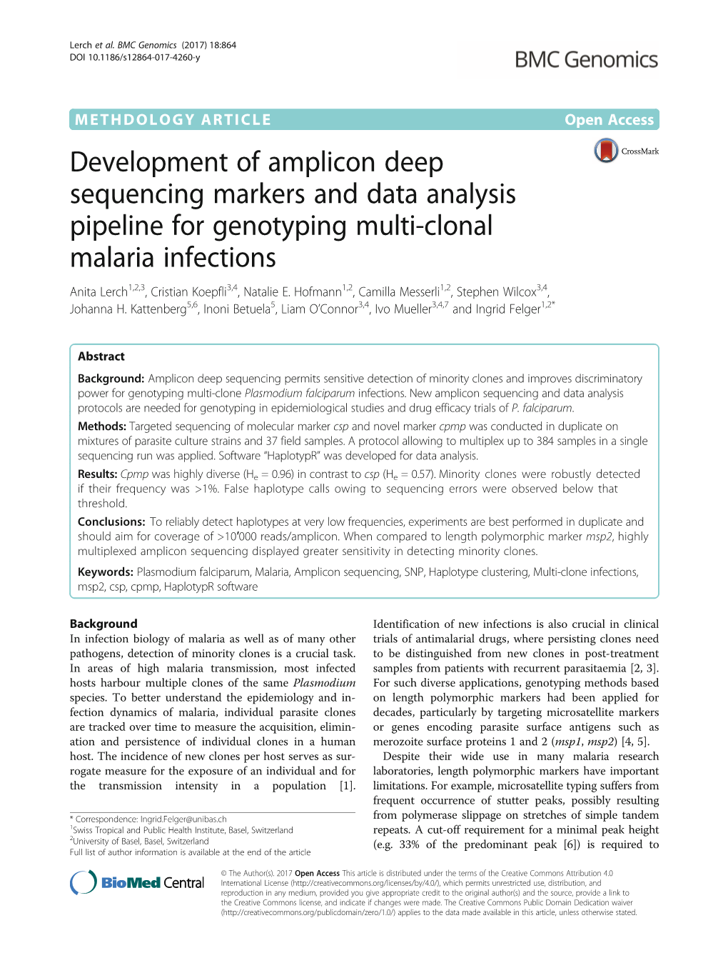 Development of Amplicon Deep Sequencing Markers and Data