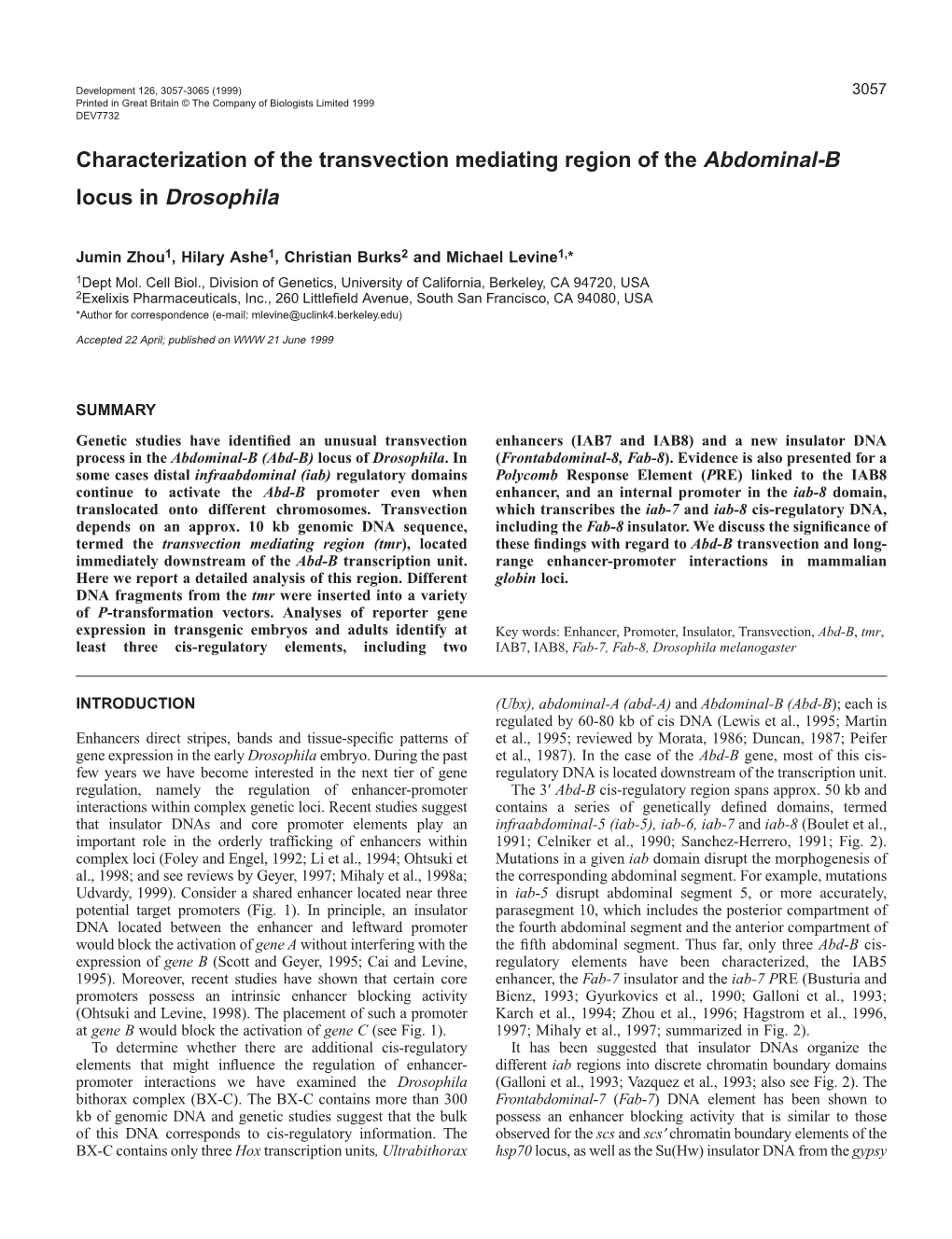 Enhancers and Insulator in Abd-B 3059