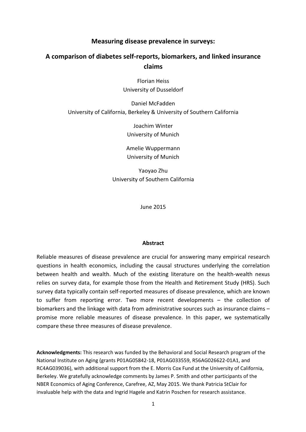 A Comparison of Diabetes Self-Reports, Biomarkers, and Linked Insurance Claims