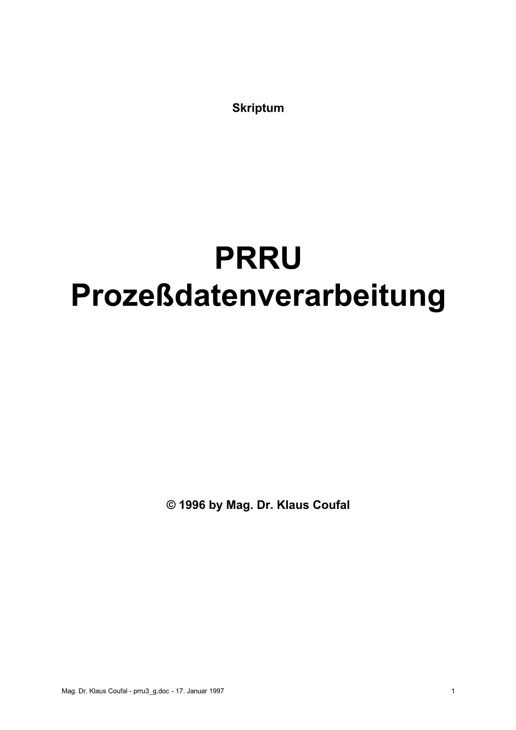 PRRU Prozeßdatenverarbeitung