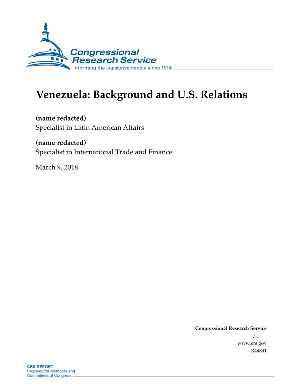 Venezuela: Background and U.S. Relations