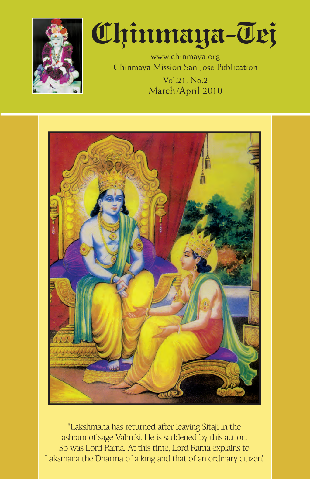 Chinmaya-Tej Chinmaya Mission San Jose Publication Vol.21, No.2 March/April 2010