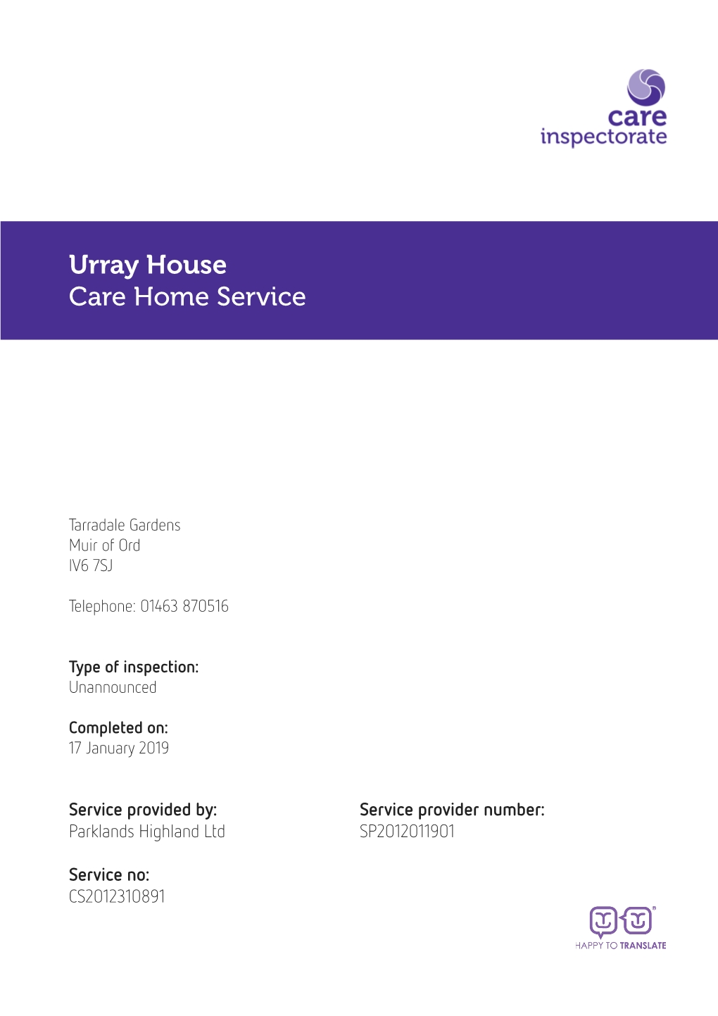 Urray House Care Home Service