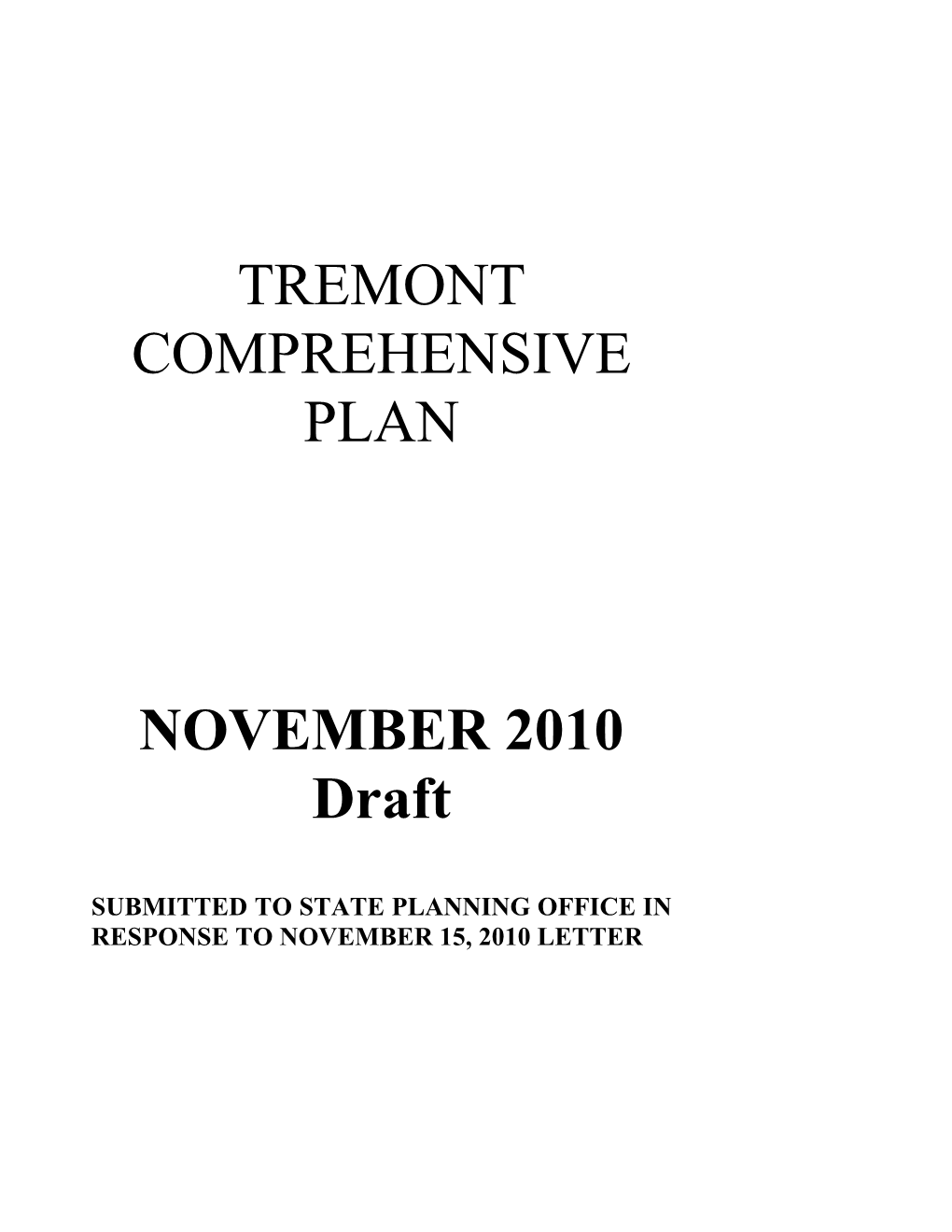 TREMONT COMPREHENSIVE PLAN NOVEMBER 2010 Draft