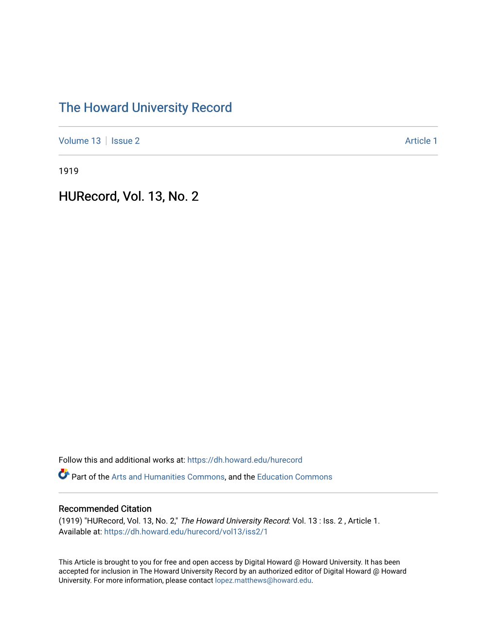 Hurecord, Vol. 13, No. 2