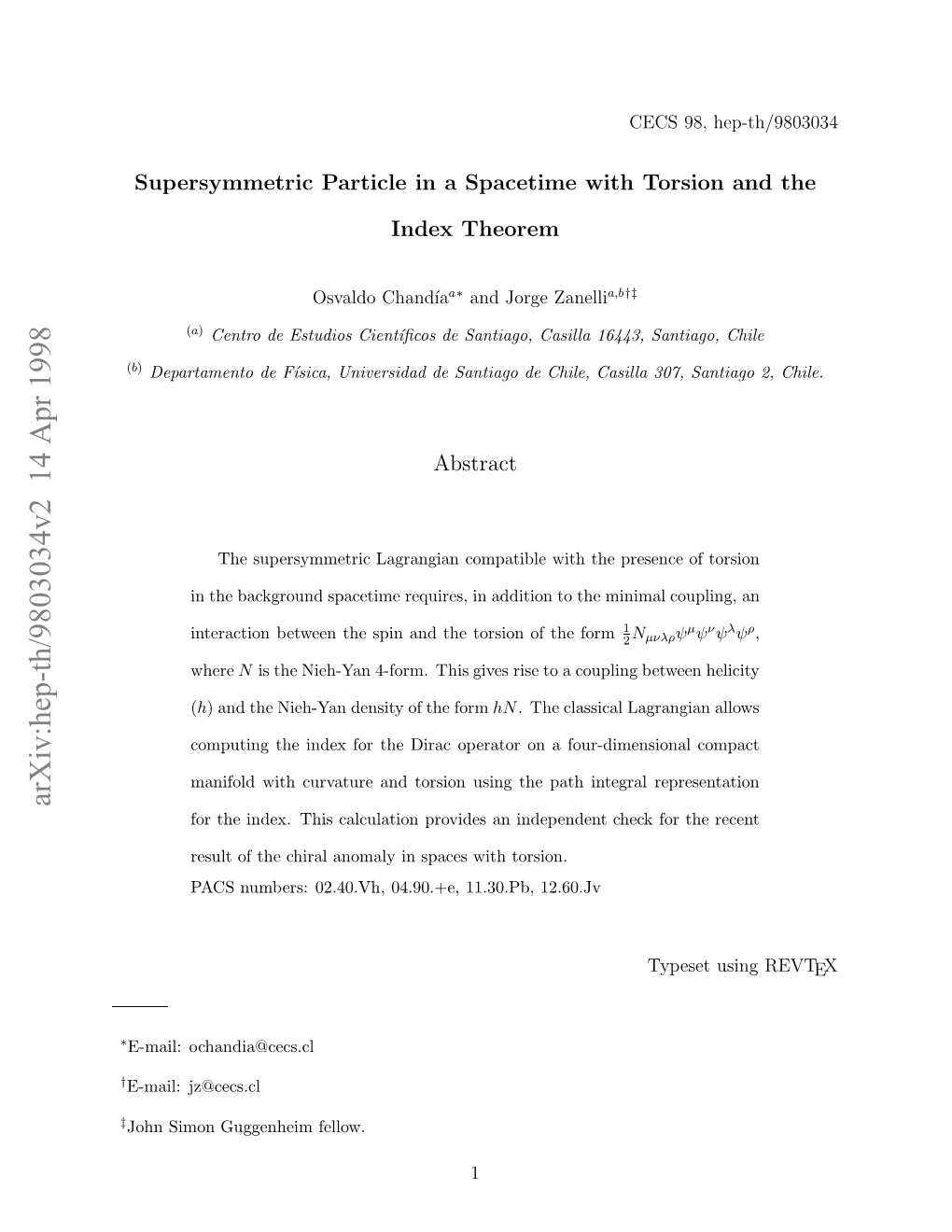 Supersymmetric Particle in a Spacetime with Torsion and The