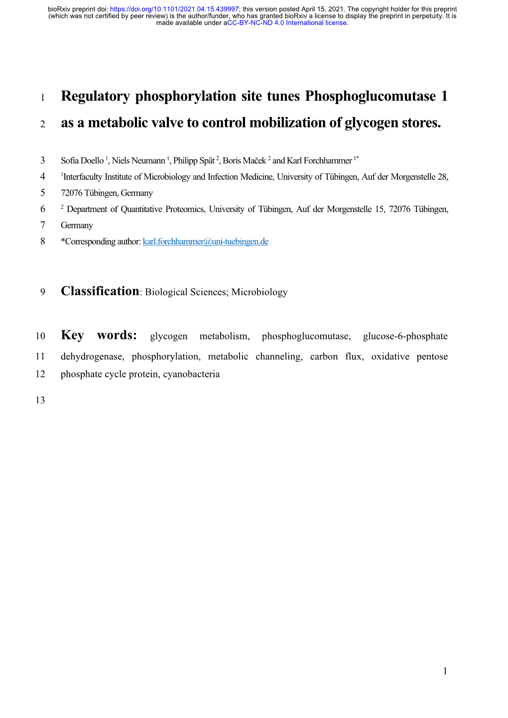 Regulatory Phosphorylation Site Tunes Phosphoglucomutase 1 As A