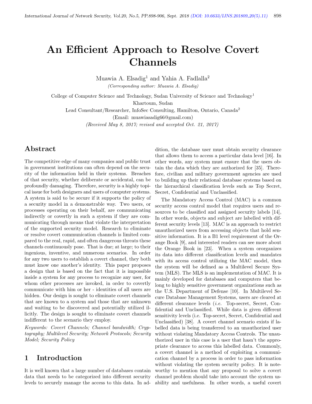 An Efficient Approach to Resolve Covert Channels