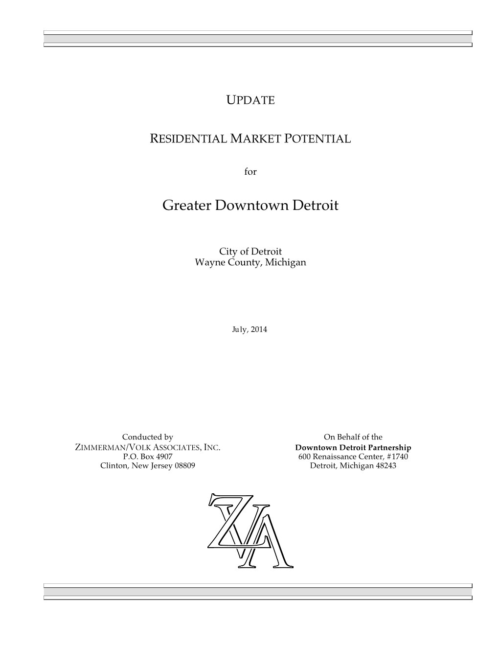 Residential Market Potential for Greater Downtown Detroit, 2014