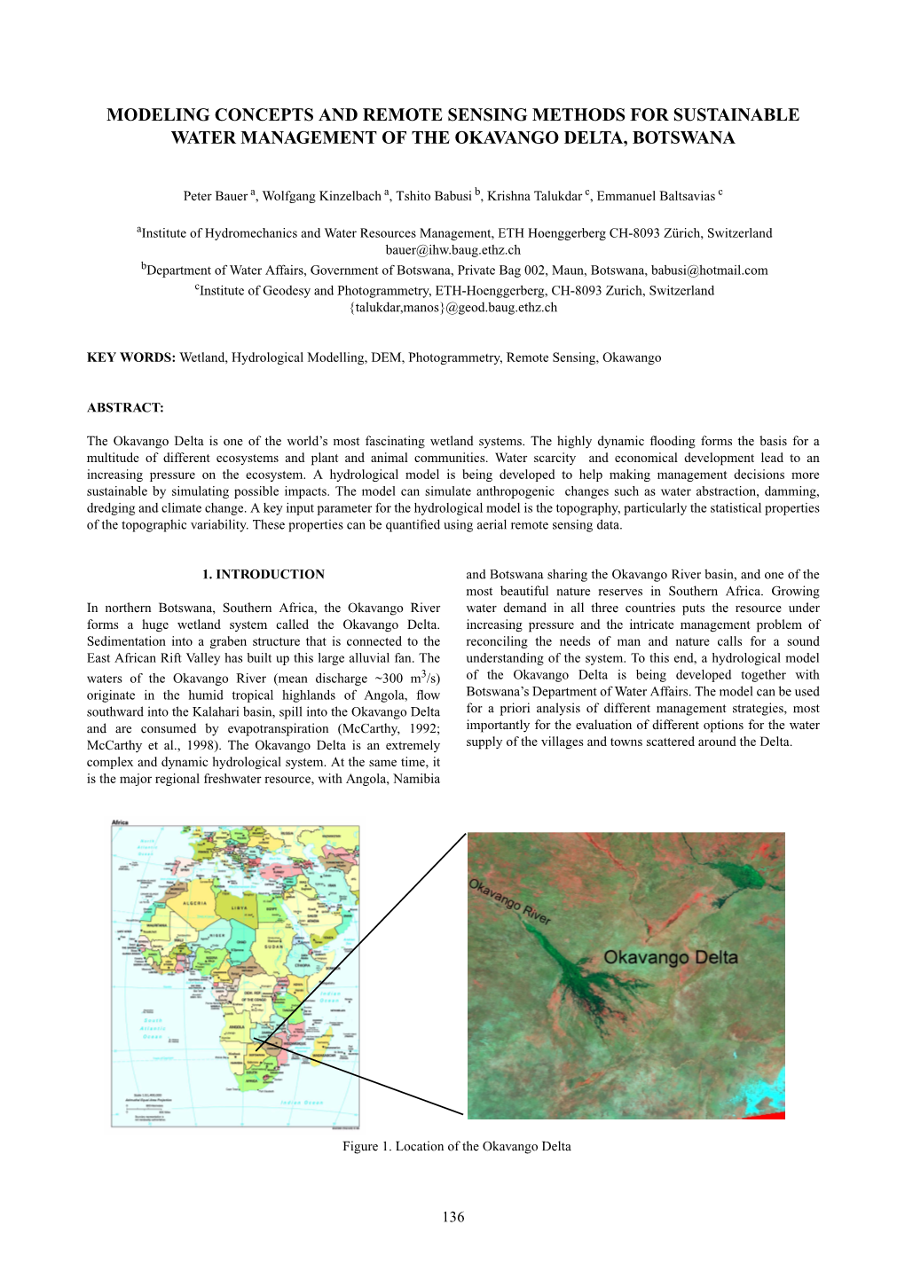 Modeling Concepts and Remote Sensing Methods for Sustainable Water Management of the Okavango Delta, Botswana