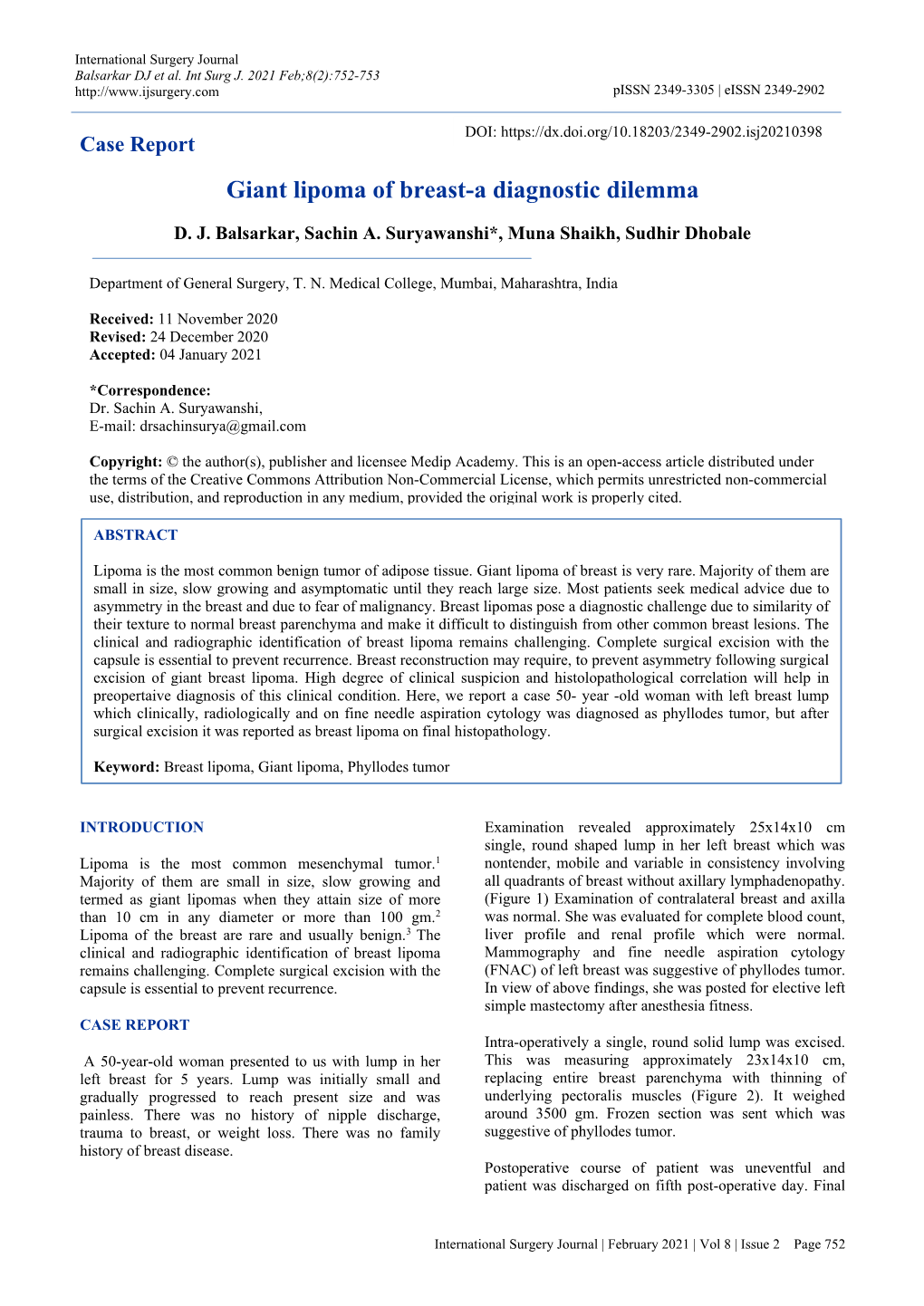 Giant Lipoma of Breast-A Diagnostic Dilemma