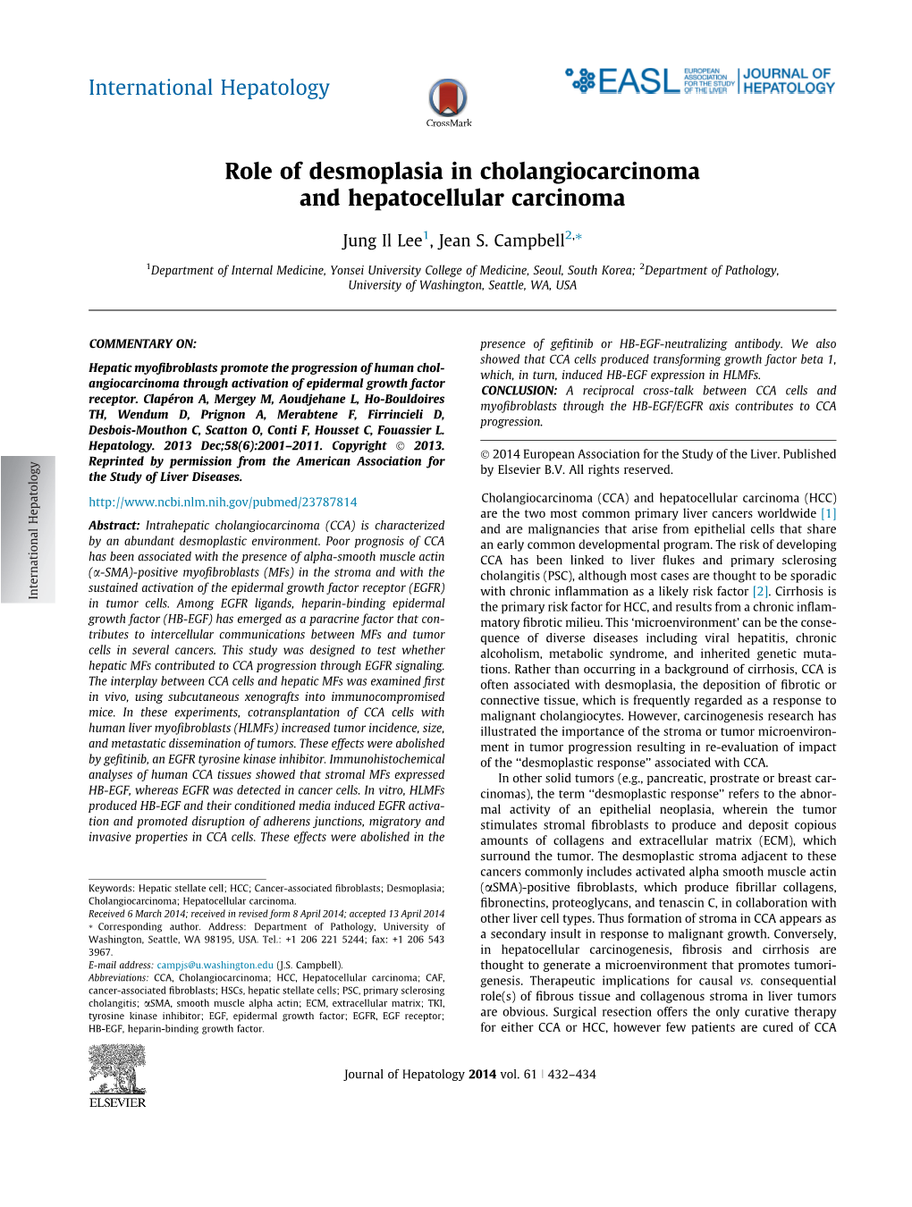 Role of Desmoplasia in Cholangiocarcinoma and Hepatocellular Carcinoma