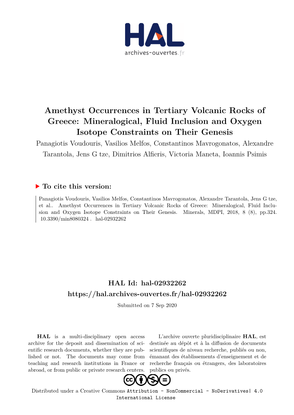 Amethyst Occurrences in Tertiary Volcanic