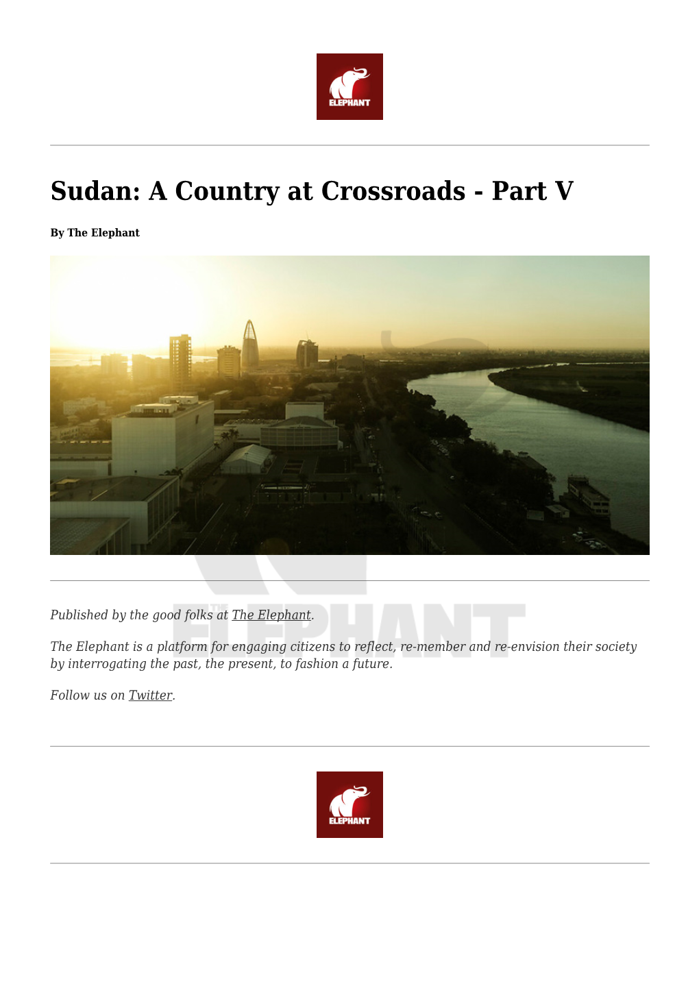 Sudan: a Country at Crossroads - Part V