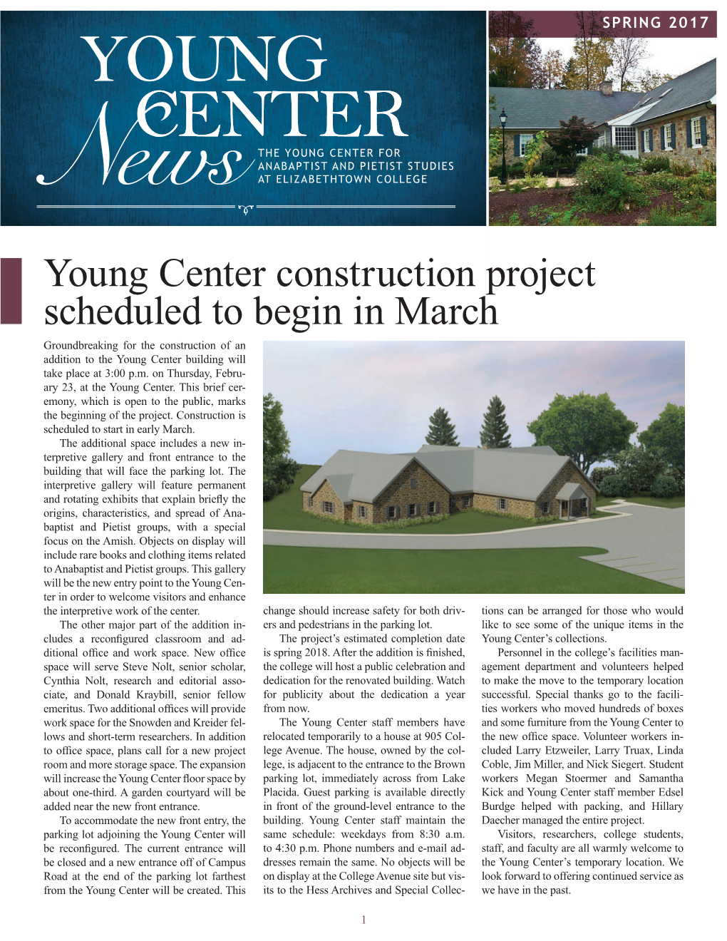 Young Center Construction Project Scheduled to Begin in March