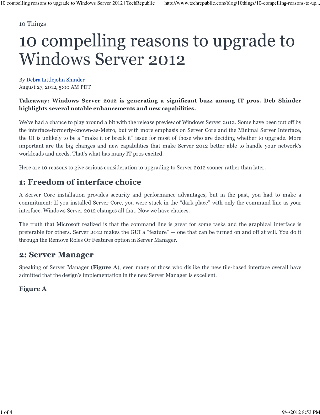 10 Compelling Reasons to Upgrade to Windows Server 2012 | Techrepublic