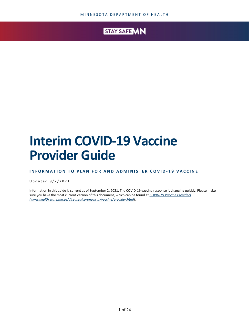 Interim COVID-19 Vaccine Provider Guide