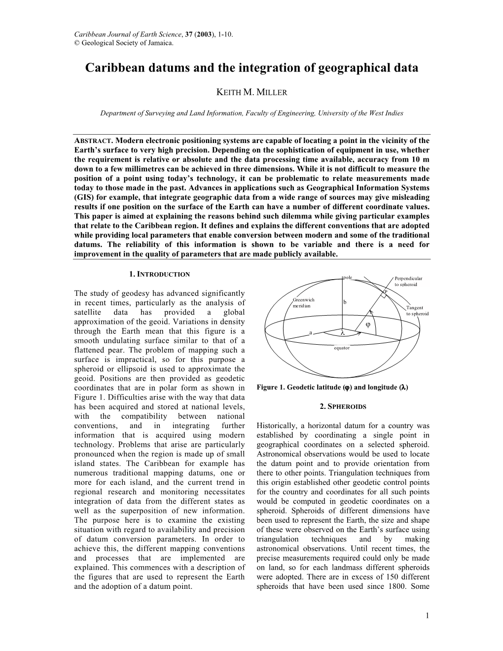 Caribbean Datums and the Integration of Geographical Data