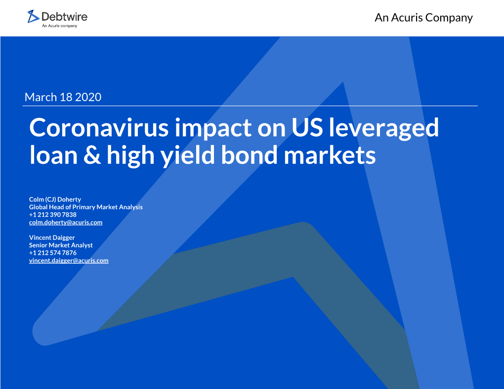 Coronavirus Impact on US Leveraged Loan & High Yield Bond Markets