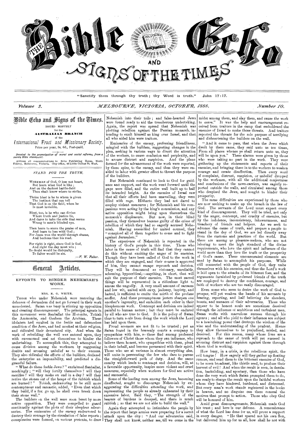 Bible Echo and Signs of the Times for 1888