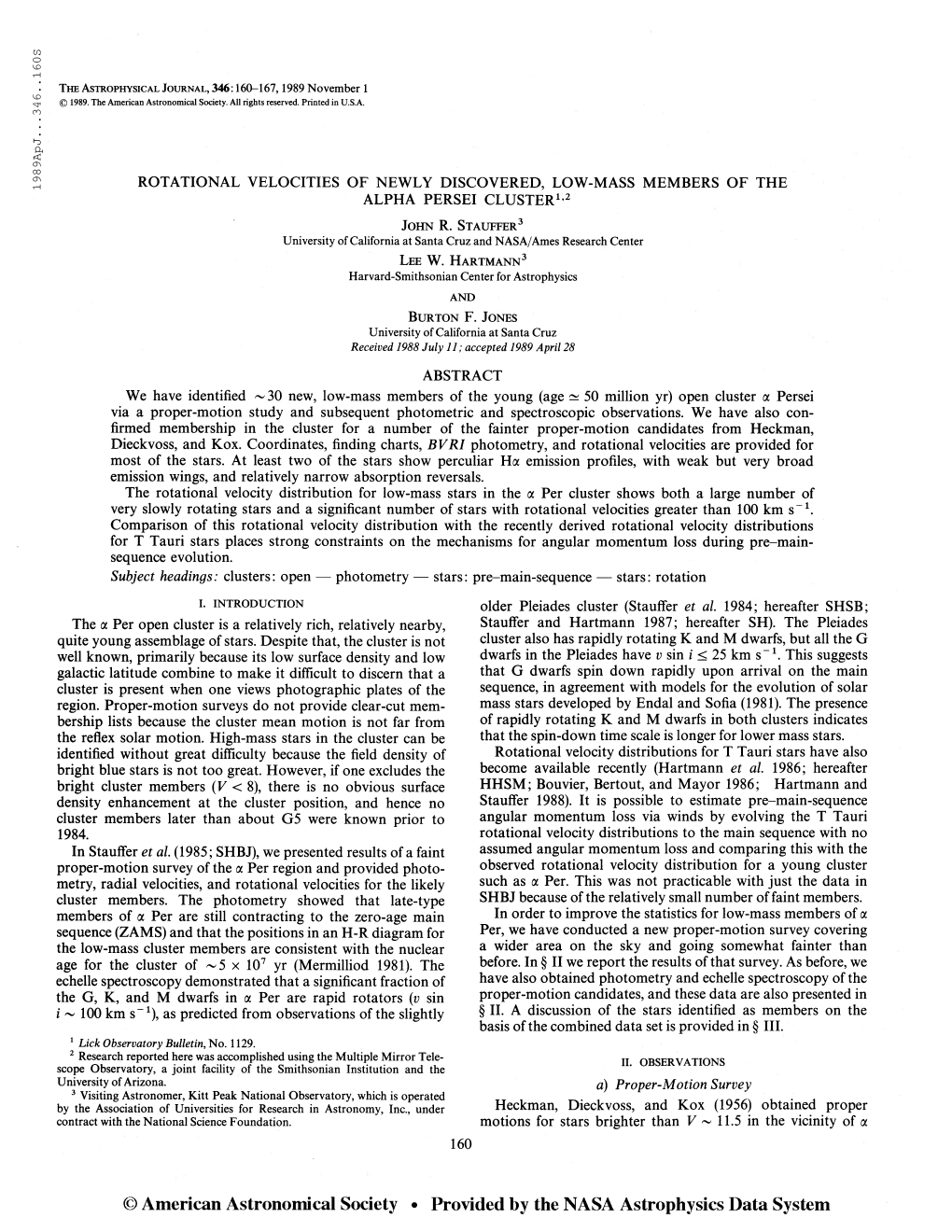 198 9Apj. . .346. .1603 the Astrophysical Journal, 346:160-167