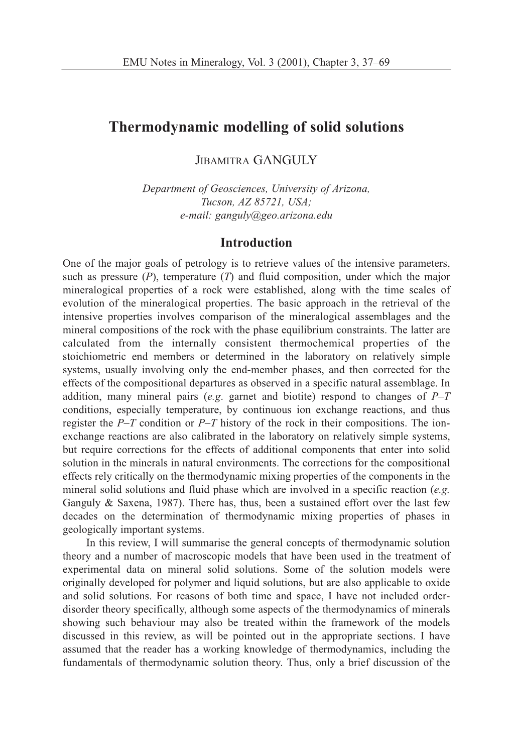 Thermodynamic Modelling of Solid Solutions