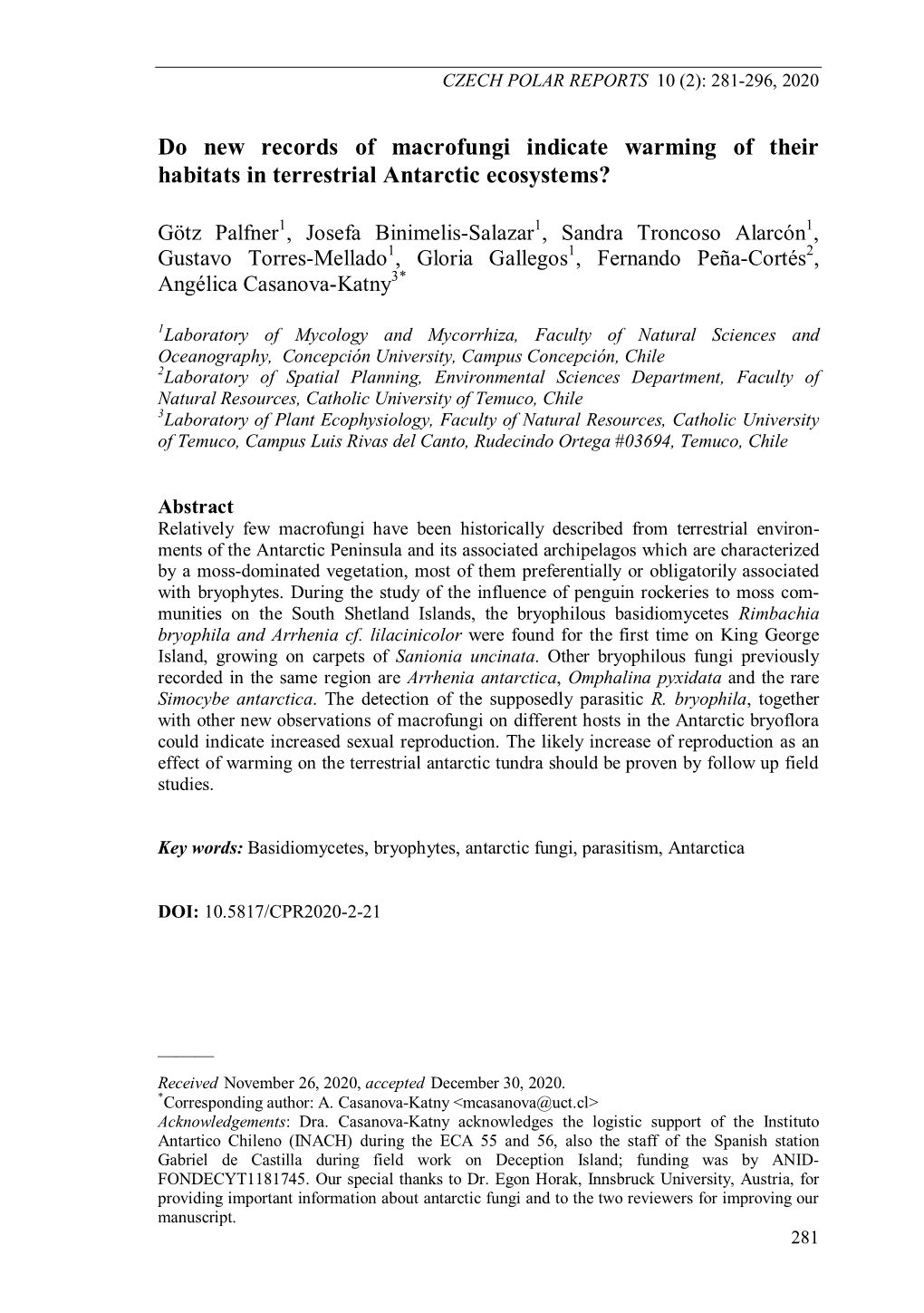 Do New Records of Macrofungi Indicate Warming of Their Habitats in Terrestrial Antarctic Ecosystems?