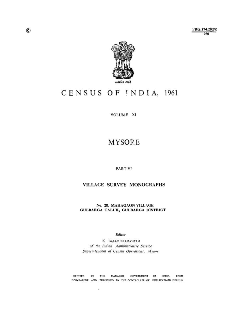 Village Survey Monographs, Mahagaon Village, No-28, Part VI