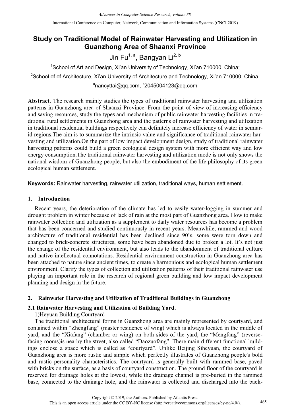 Study on Traditional Model of Rainwater Harvesting And