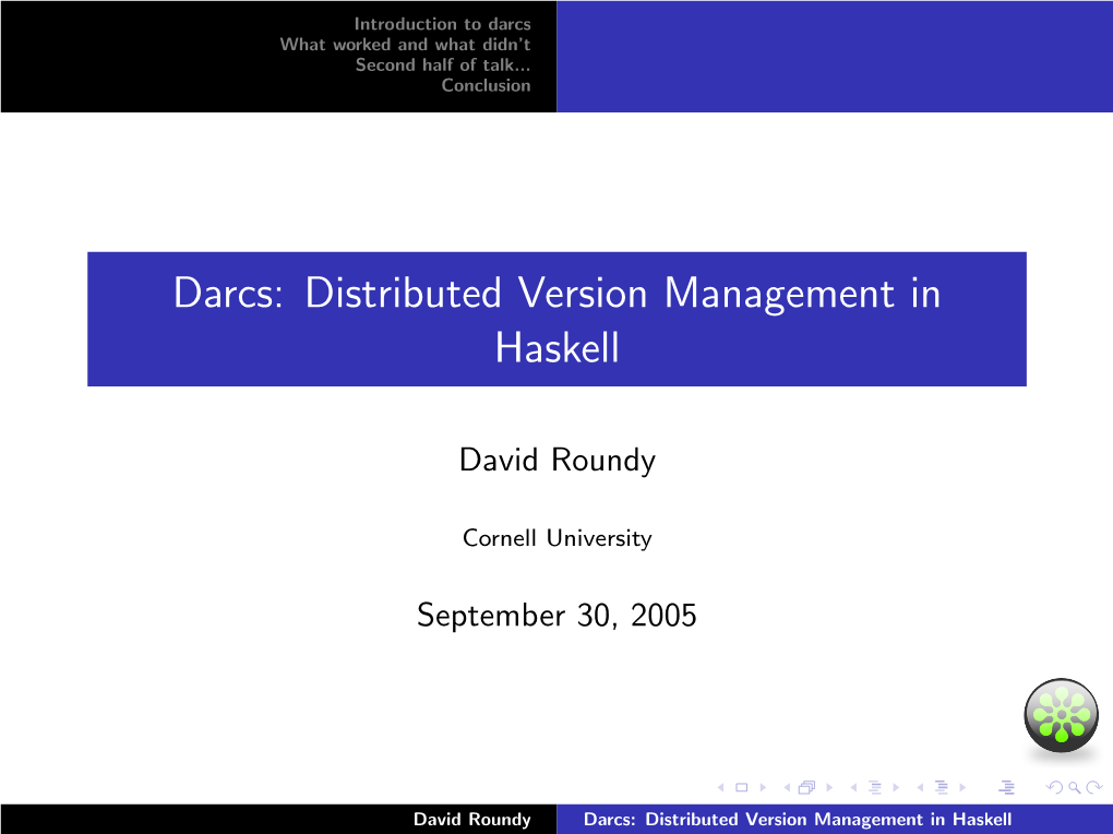 Darcs: Distributed Version Management in Haskell