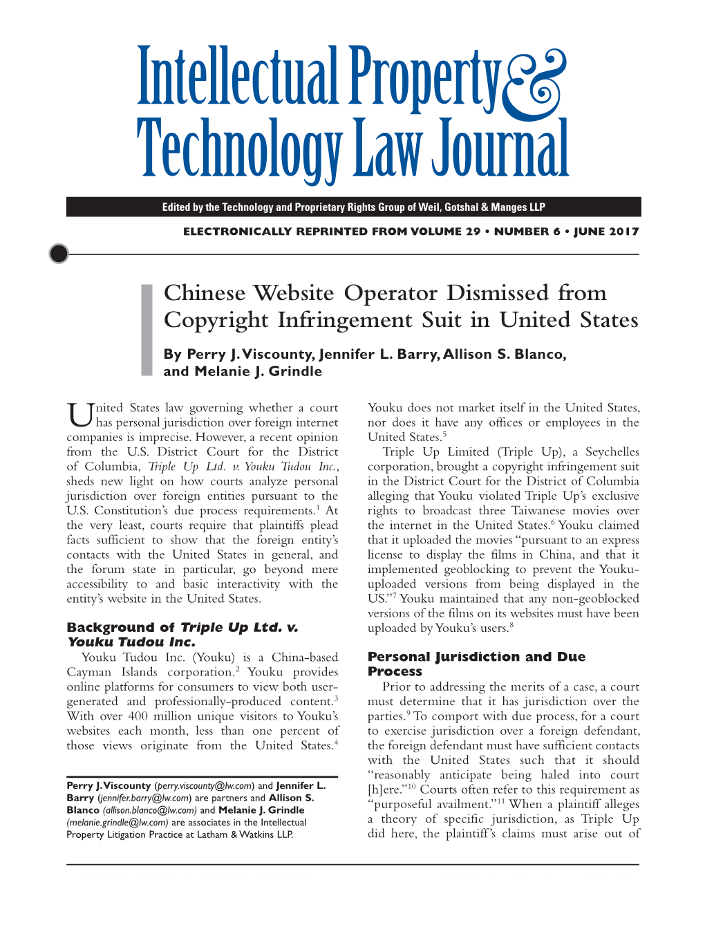 Intellectual Property Technology Law Journal