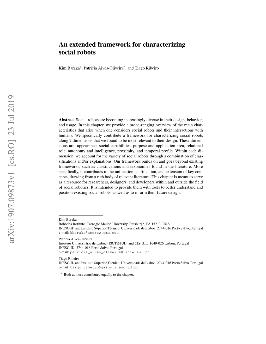 An Extended Framework for Characterizing Social Robots