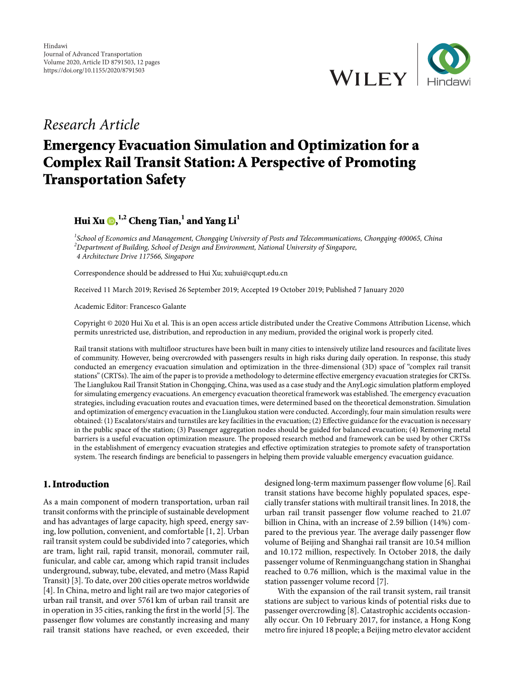 Emergency Evacuation Simulation and Optimization for a Complex Rail Transit Station: a Perspective of Promoting Transportation Safety