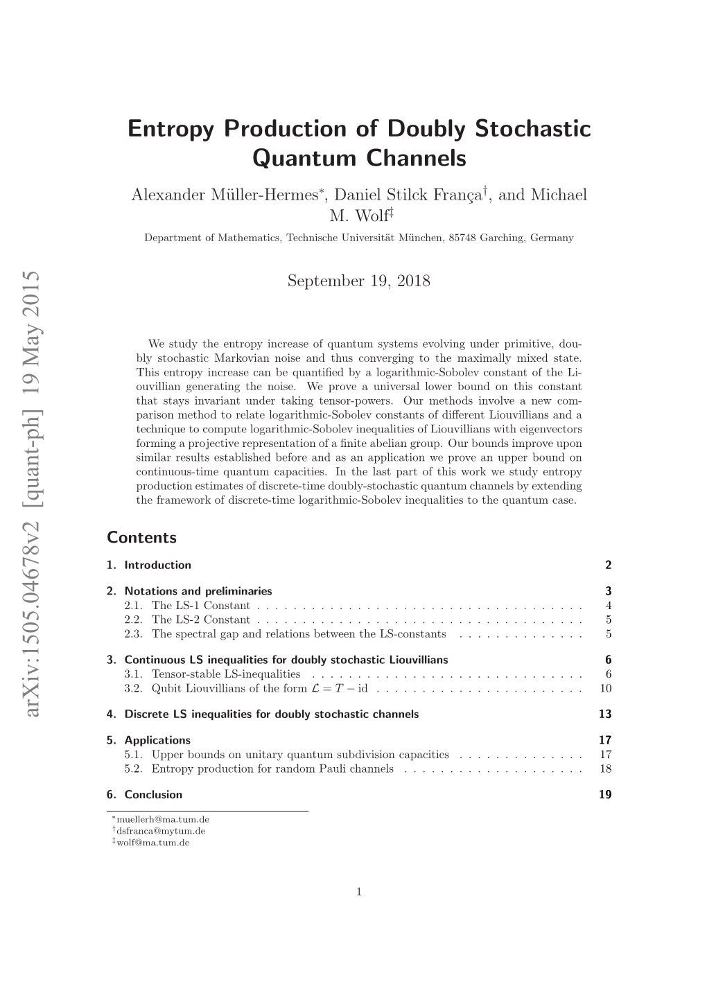 Entropy Production of Doubly Stochastic Quantum Channels