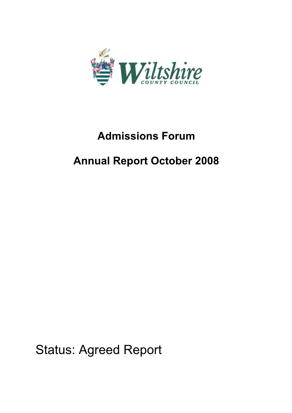 Wiltshire Admission Forum Annual Report 2008.Doc , Item 9. PDF 359 KB