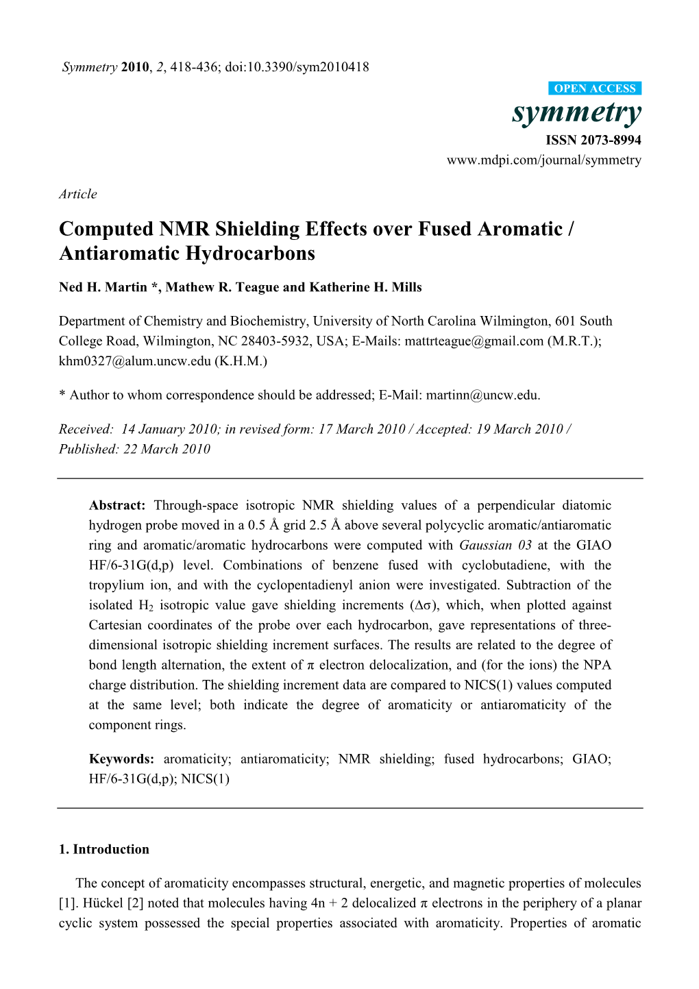 Computed NMR Shielding Effects Over Fused Aromatic / Antiaromatic Hydrocarbons